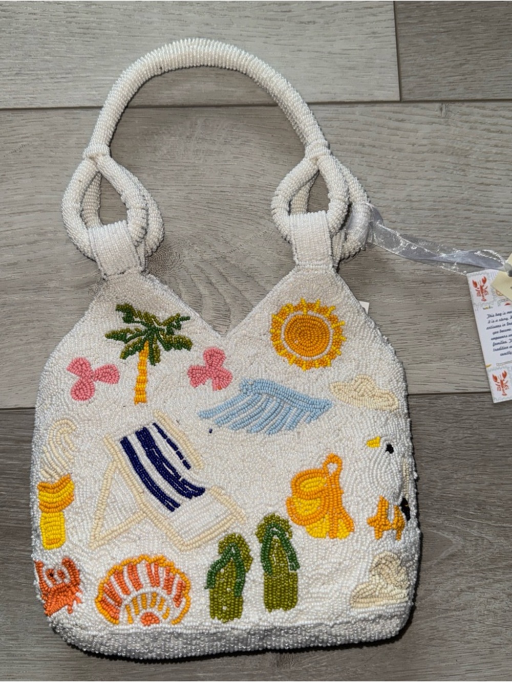 Beaded Beach Motif Small Tote Style Shoulder Bag 🌞🌴